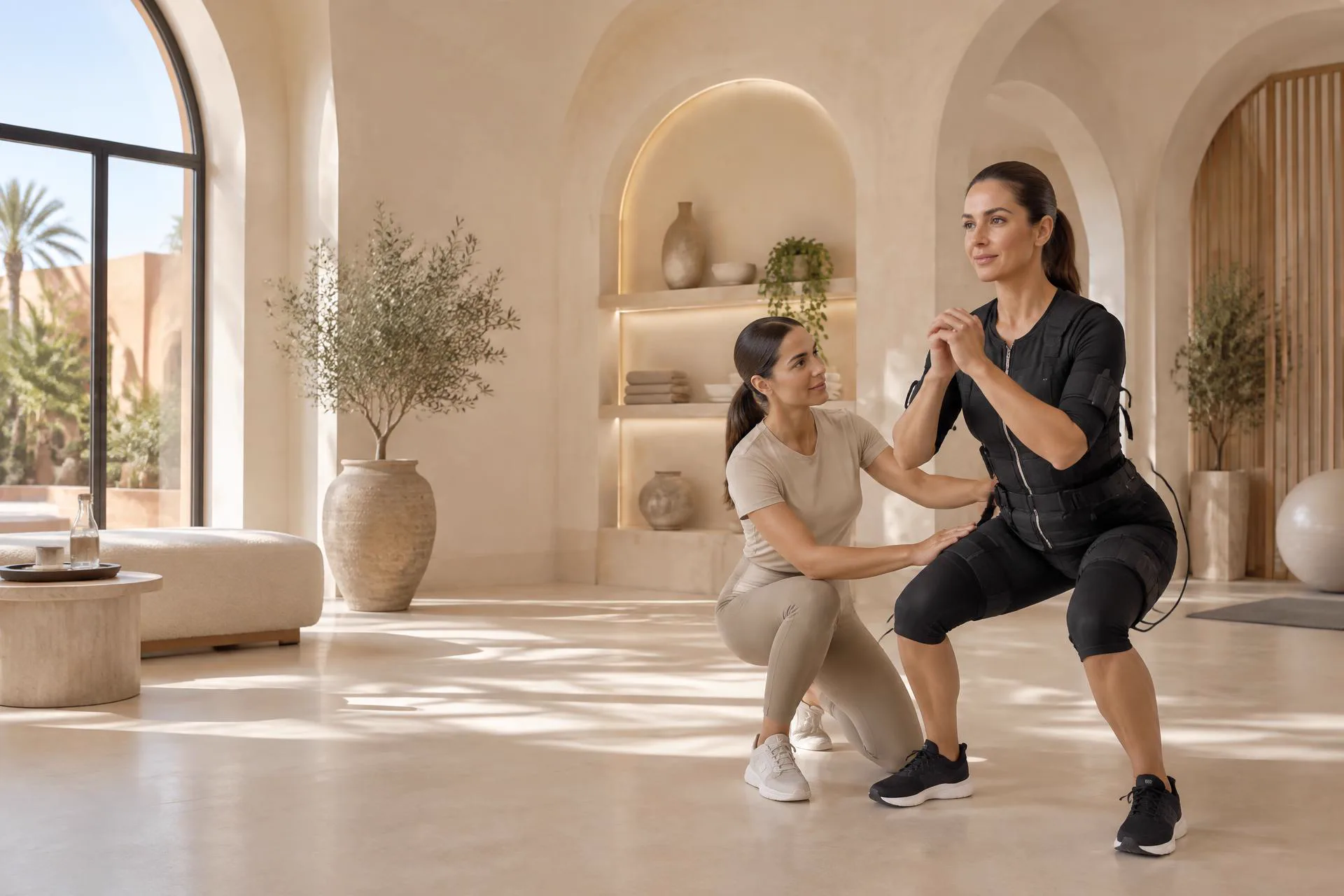 Séance EMS personnalisée dans un studio lumineux à Marrakech